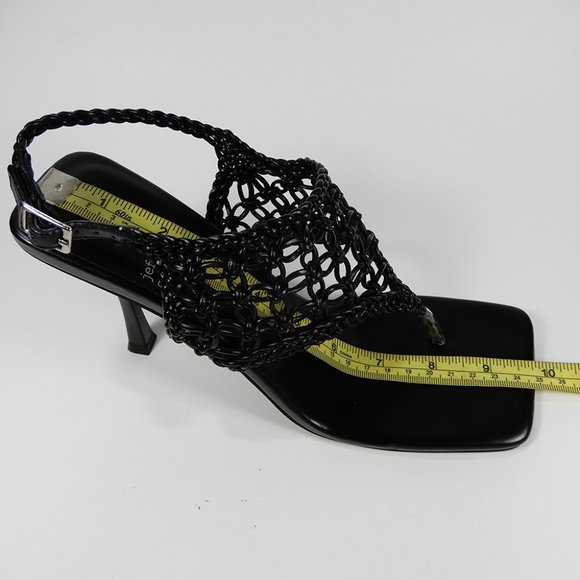 JEFFREY CAMPBELL Millenia Slingback SANDALS Size 8.5 Square Toe Heels Black NEW - Picture 8 of 10